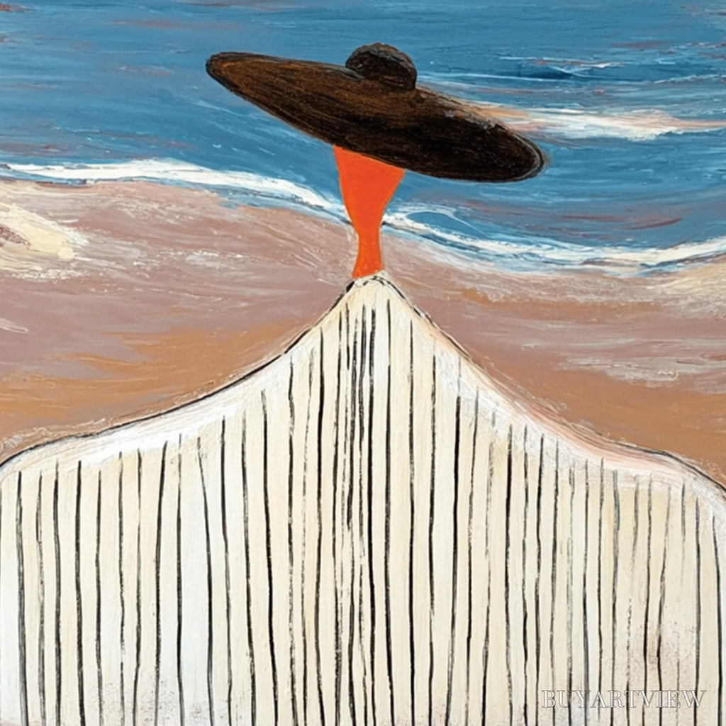 ARTOVITAS Coastal Reverie – Modern Wabi Sabi Style Figurative Beach Painting - image 5