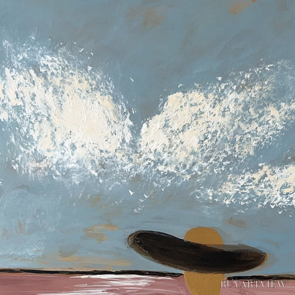 ARTOVITAS Horizon Gaze – Minimalist Figurative Painting of Woman on Beach - image 3