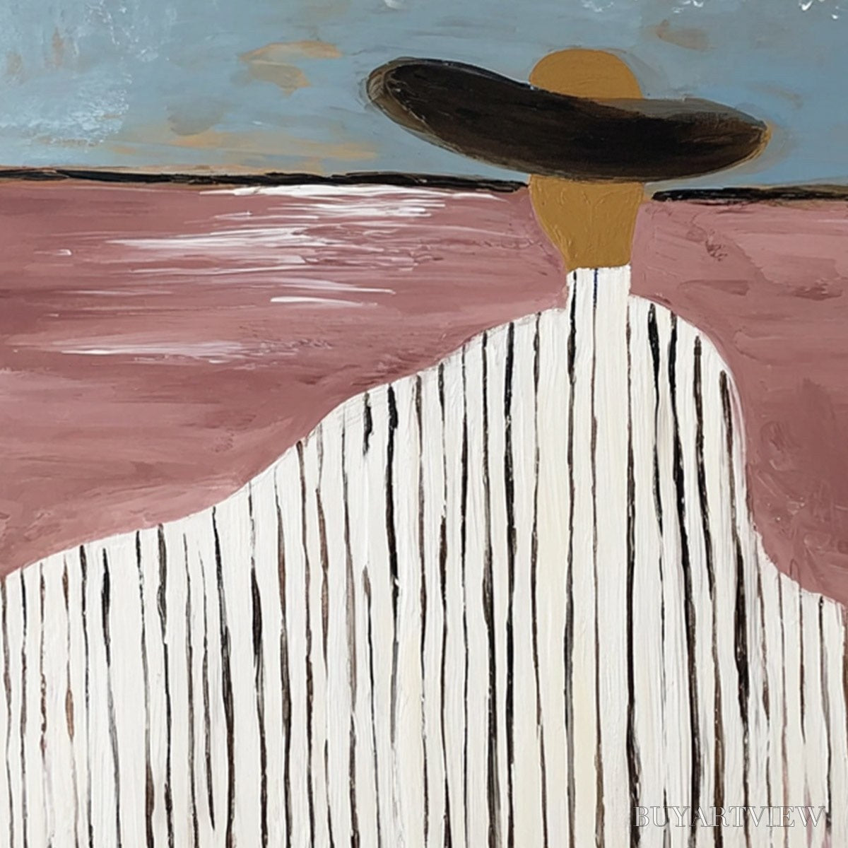 ARTOVITAS Horizon Gaze – Minimalist Figurative Painting of Woman on Beach - image 5