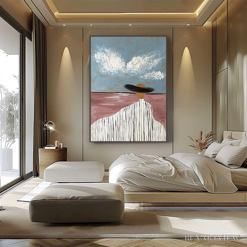 ARTOVITAS Horizon Gaze – Minimalist Figurative Painting of Woman on Beach - image 6