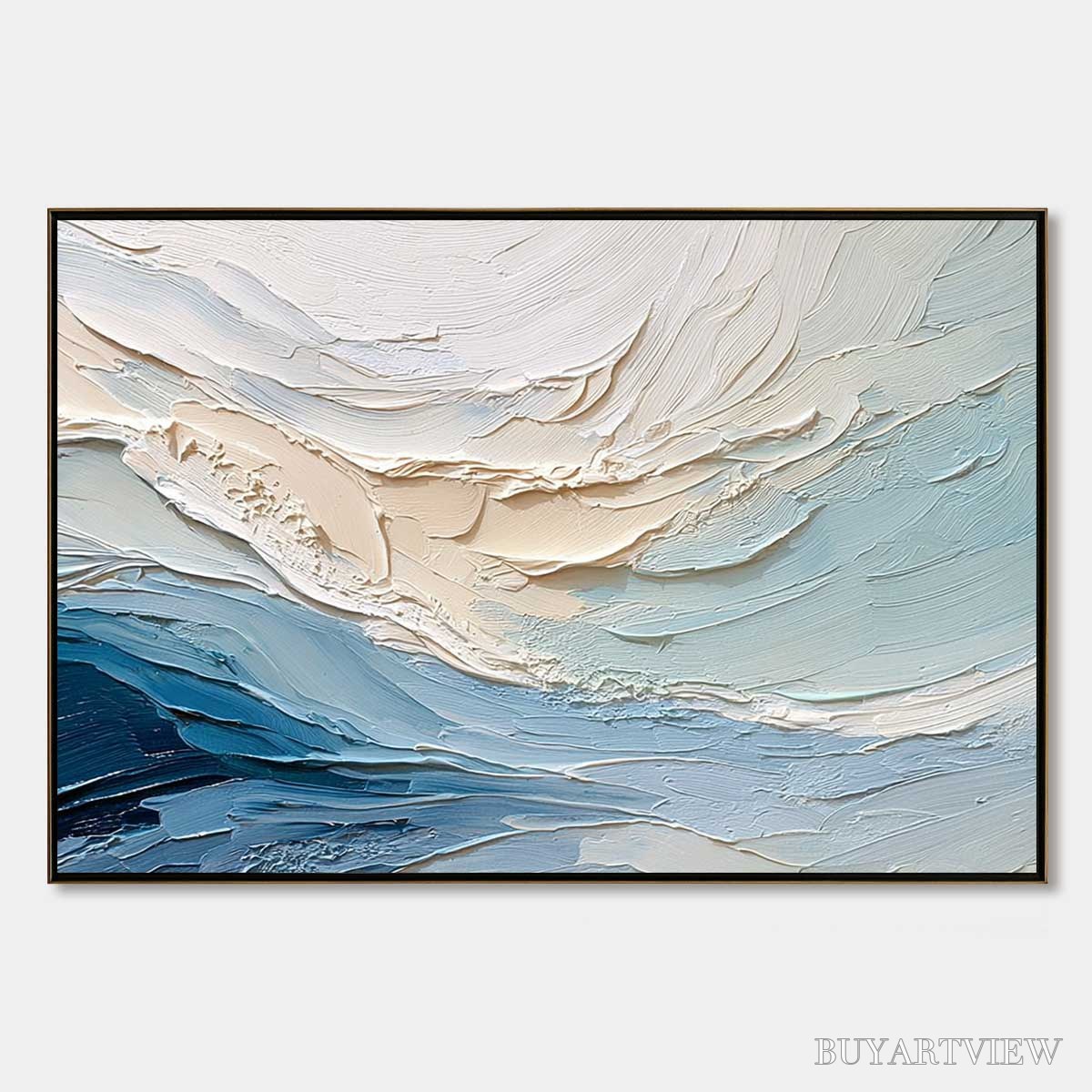 ARTOVITAS Ocean'S Breath – Textured Wabi Sabi Abstract Seascape Painting - image 1