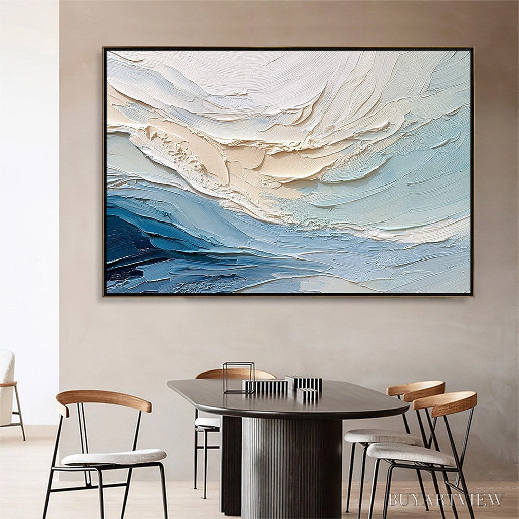 ARTOVITAS Ocean'S Breath – Textured Wabi Sabi Abstract Seascape Painting - image 2