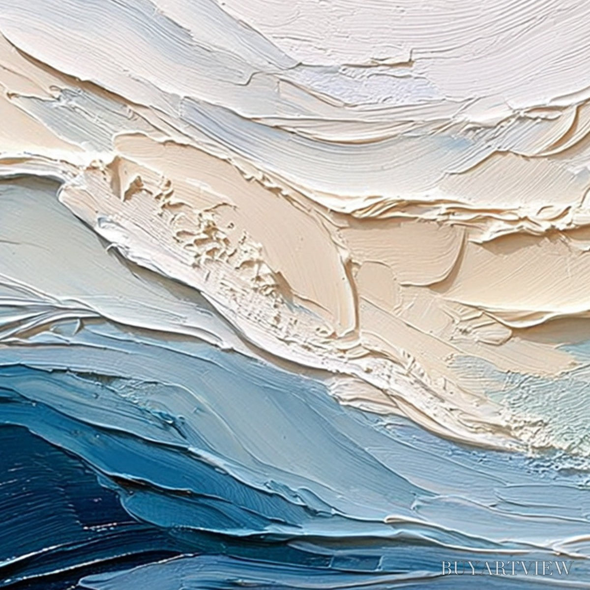ARTOVITAS Ocean'S Breath – Textured Wabi Sabi Abstract Seascape Painting - image 3