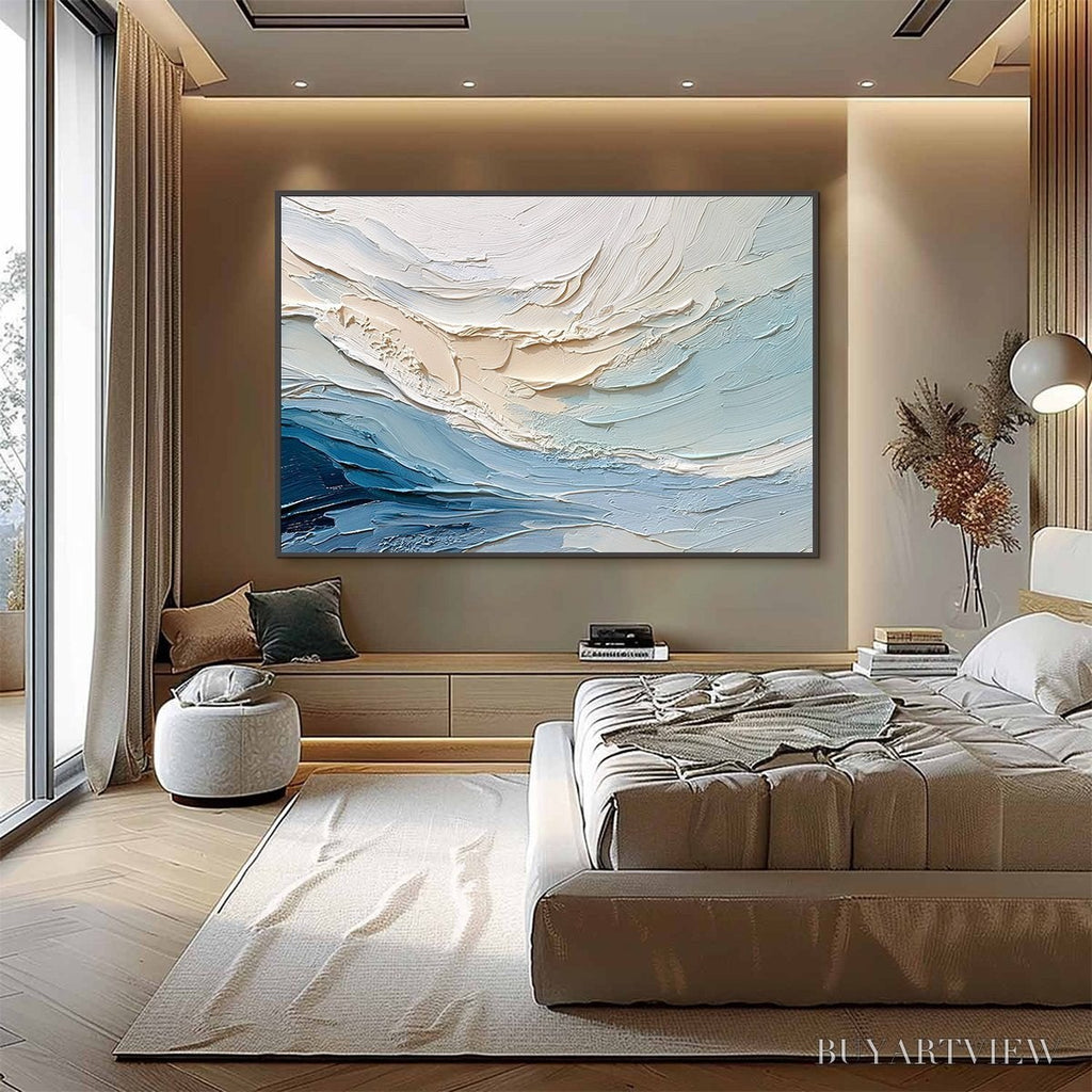 ARTOVITAS Ocean'S Breath – Textured Wabi Sabi Abstract Seascape Painting - image 4