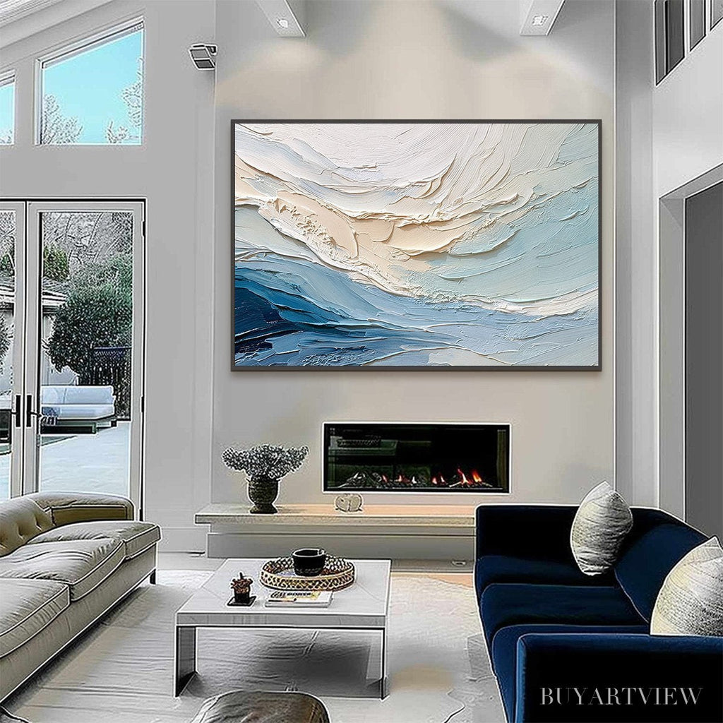 ARTOVITAS Ocean'S Breath – Textured Wabi Sabi Abstract Seascape Painting - image 6
