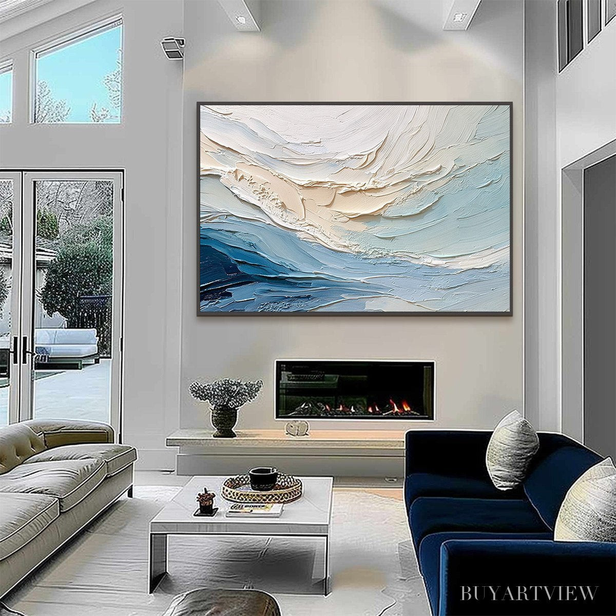 ARTOVITAS Ocean'S Breath – Textured Wabi Sabi Abstract Seascape Painting - image 6