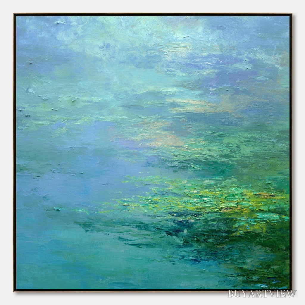 ARTOVITAS Coastal Mist – Textured Abstract Wabi Sabi Seascape Painting - image 1