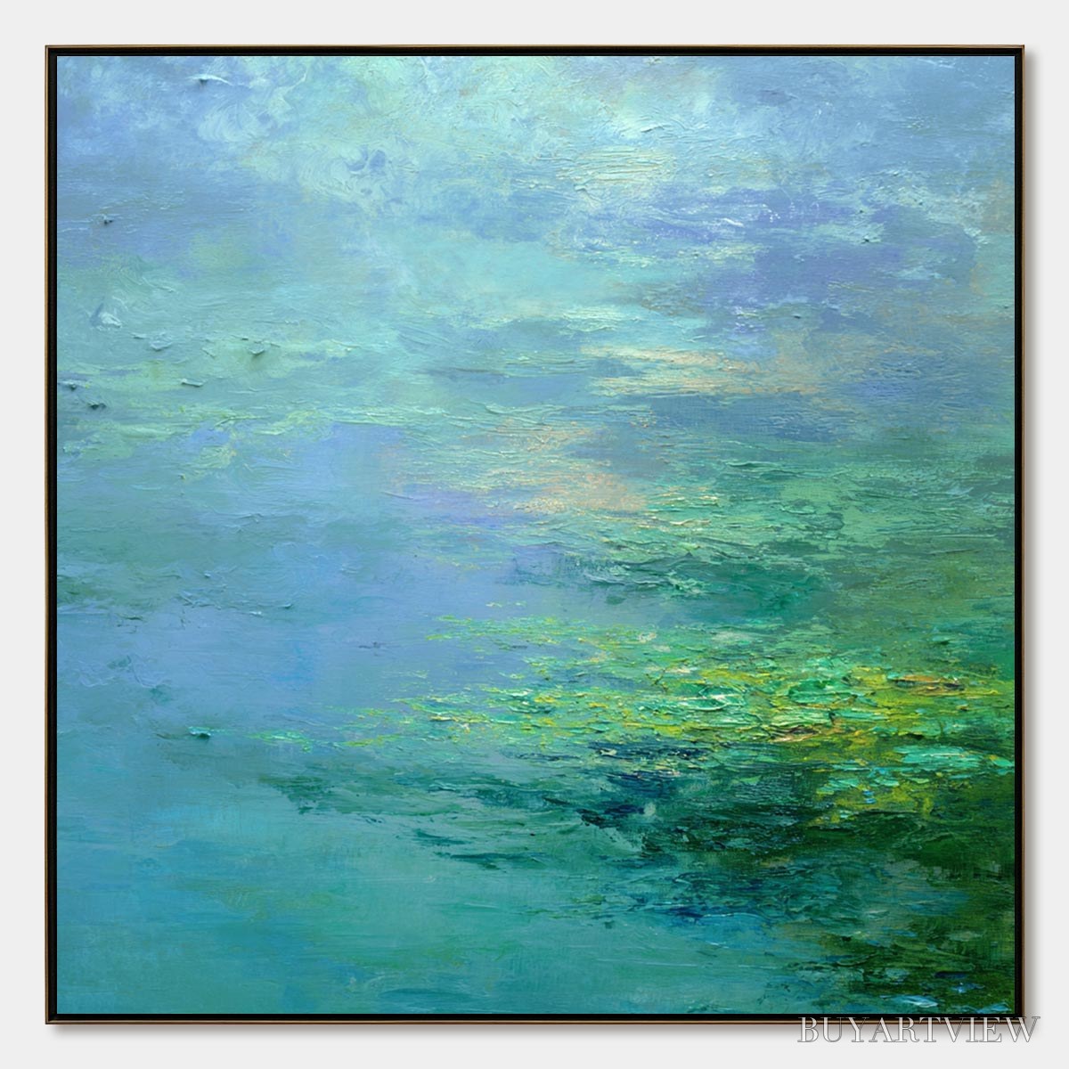 ARTOVITAS Coastal Mist – Textured Abstract Wabi Sabi Seascape Painting - image 1
