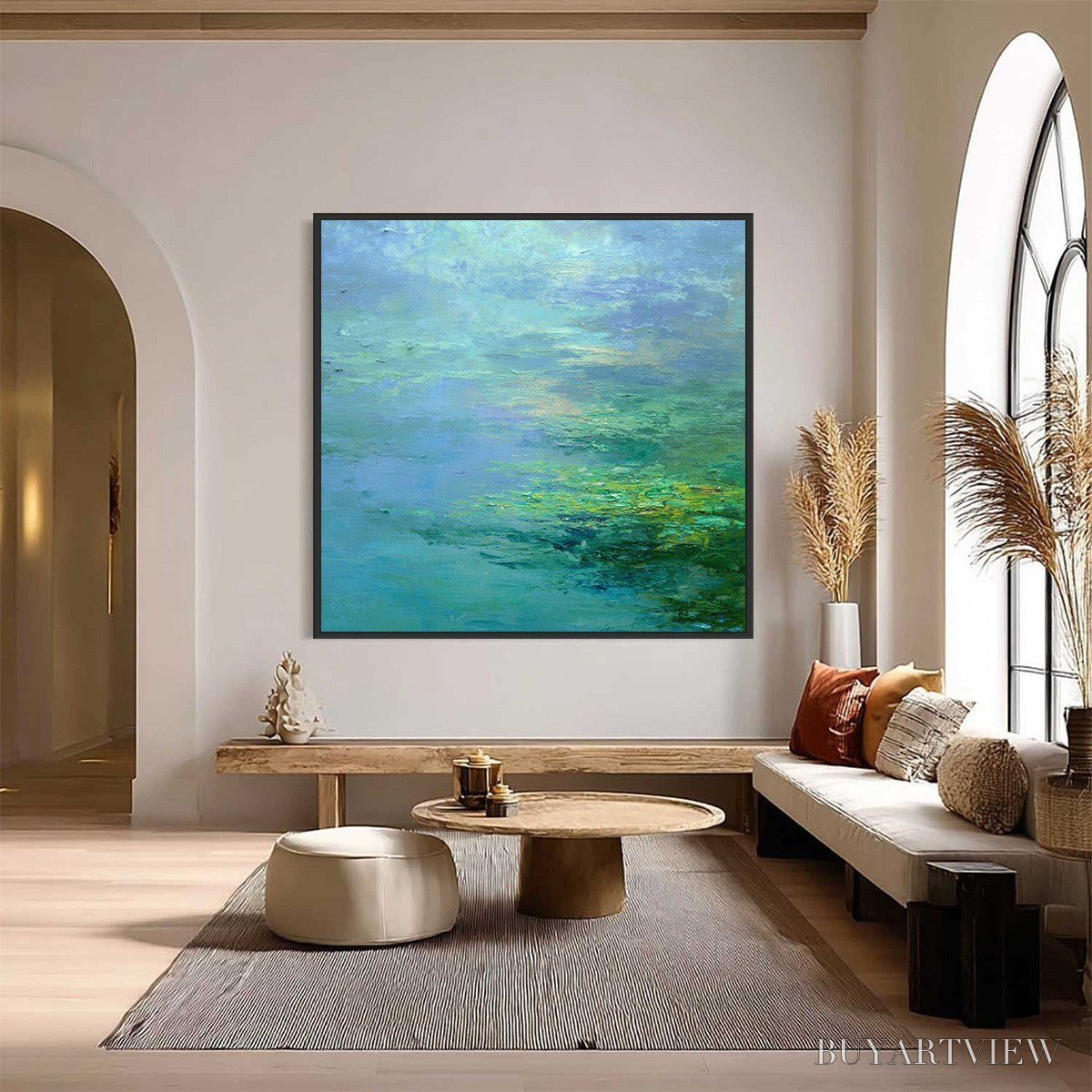 ARTOVITAS Coastal Mist – Textured Abstract Wabi Sabi Seascape Painting - image 2