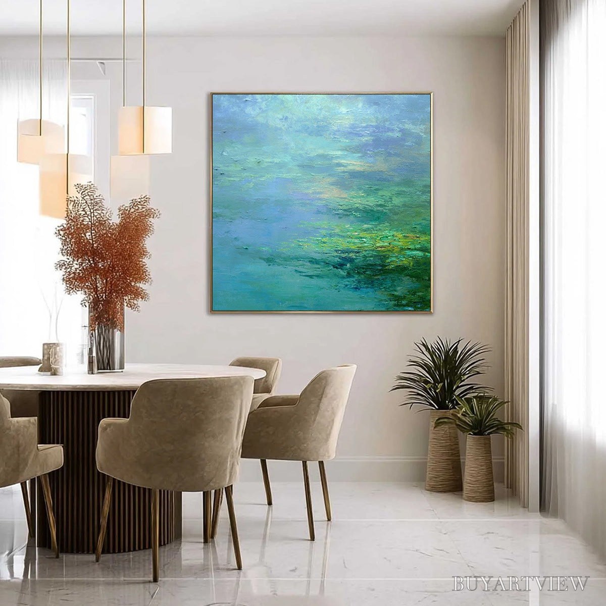 ARTOVITAS Coastal Mist – Textured Abstract Wabi Sabi Seascape Painting - image 4