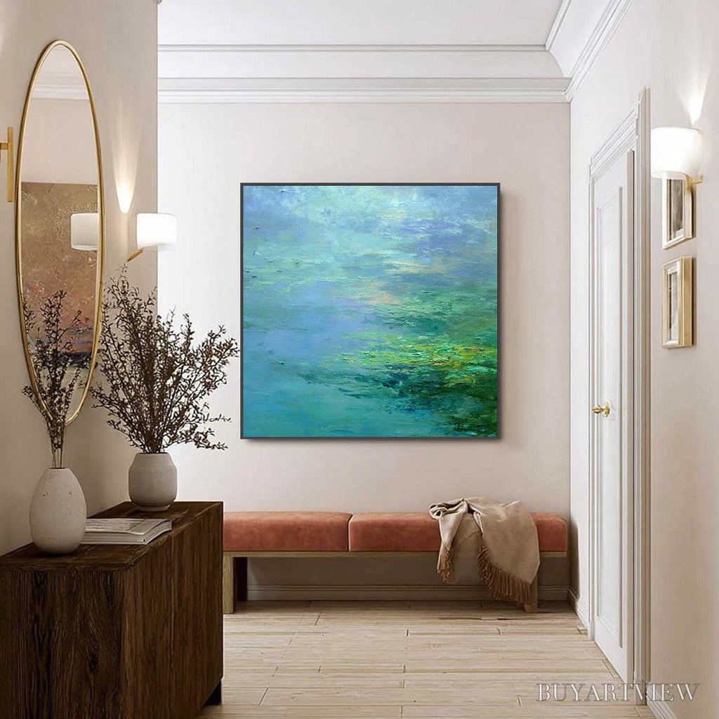 ARTOVITAS Coastal Mist – Textured Abstract Wabi Sabi Seascape Painting - image 6