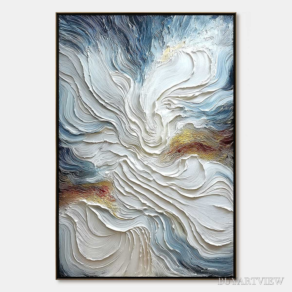 ARTOVITAS Celestial Tide – Heavily Textured Abstract Ocean Wave Oil Painting - image 1