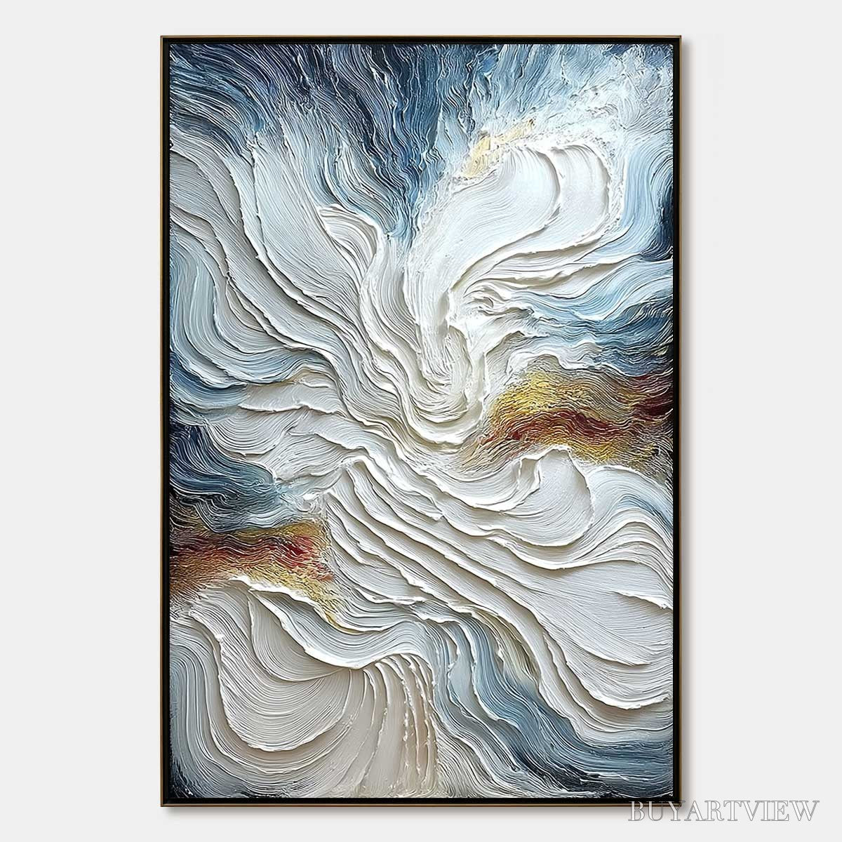ARTOVITAS Celestial Tide – Heavily Textured Abstract Ocean Wave Oil Painting - image 1