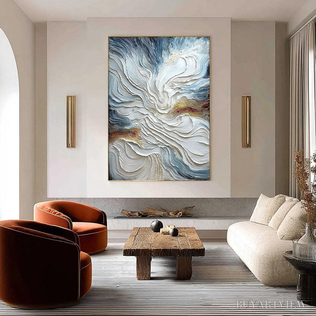 ARTOVITAS Celestial Tide – Heavily Textured Abstract Ocean Wave Oil Painting - image 2
