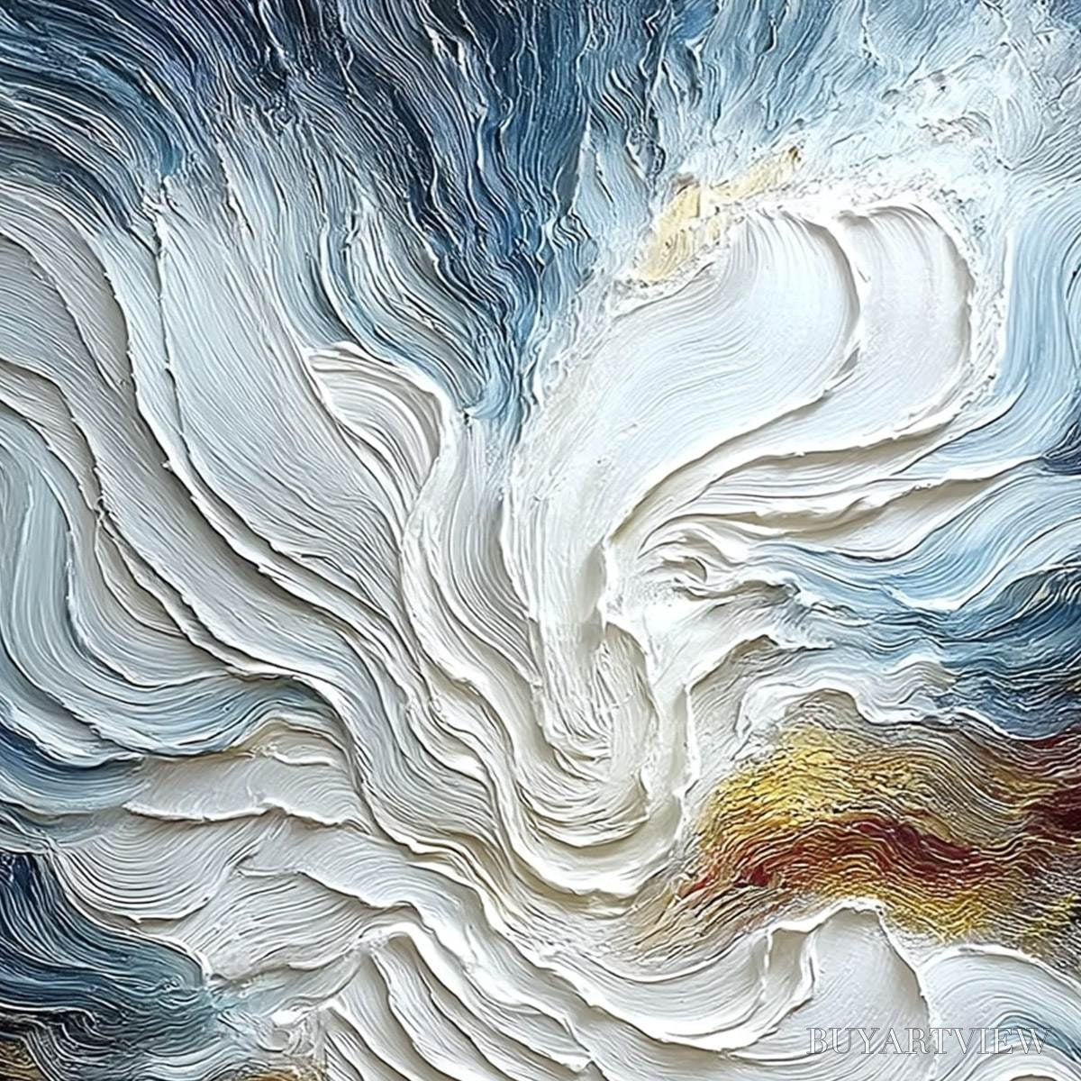 ARTOVITAS Celestial Tide – Heavily Textured Abstract Ocean Wave Oil Painting - image 3