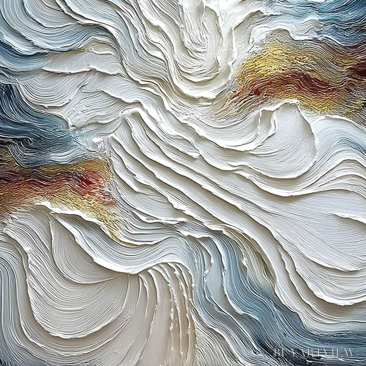 ARTOVITAS Celestial Tide – Heavily Textured Abstract Ocean Wave Oil Painting - image 5