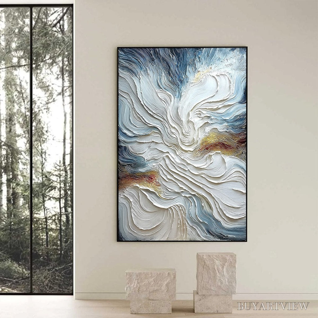 ARTOVITAS Celestial Tide – Heavily Textured Abstract Ocean Wave Oil Painting - image 6