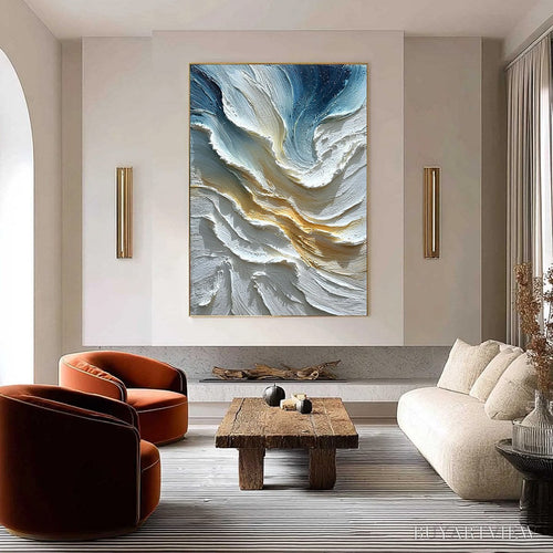 ARTOVITAS Aegean Crest – Textured Abstract Seascape Oil Painting - image 2