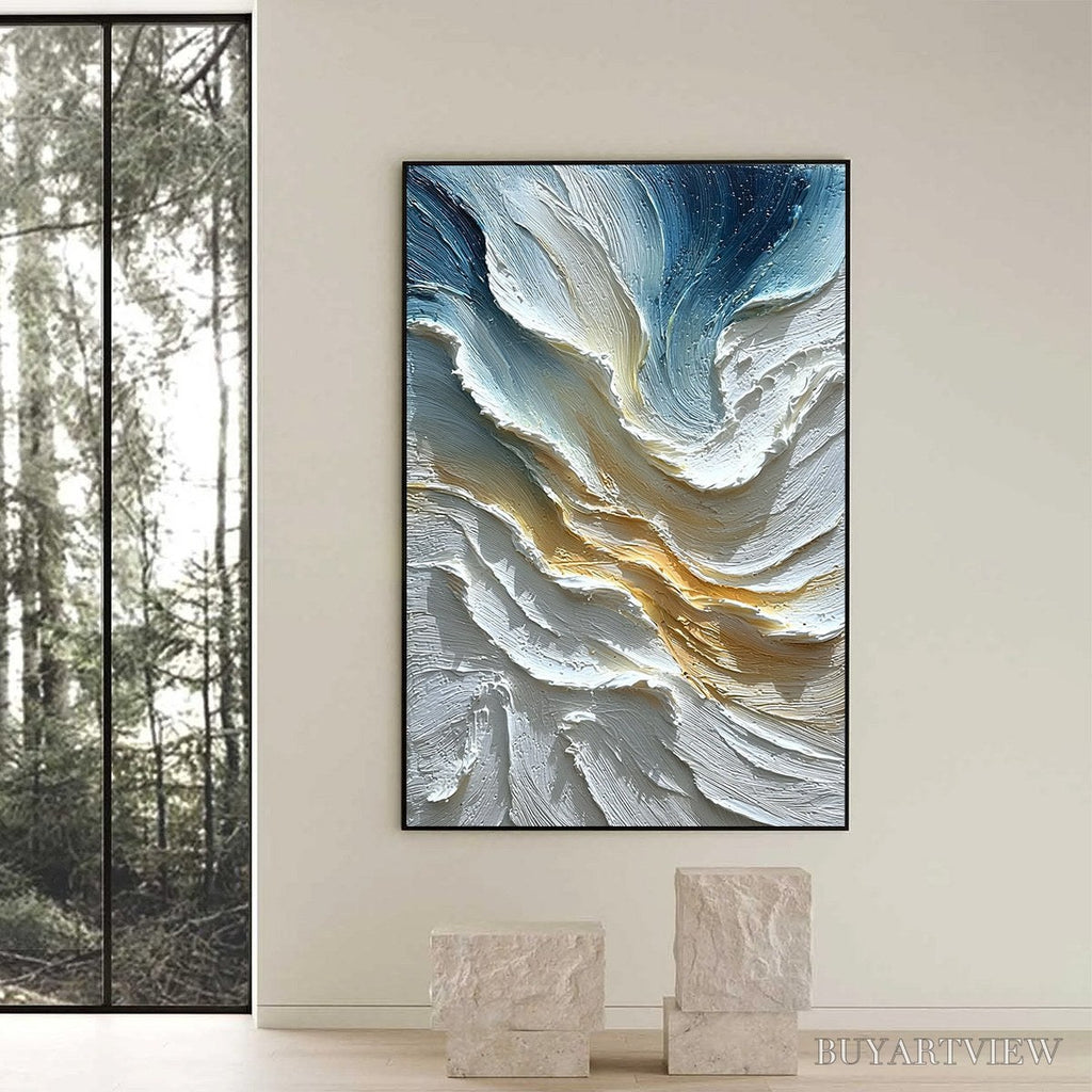 ARTOVITAS Aegean Crest – Textured Abstract Seascape Oil Painting - image 6