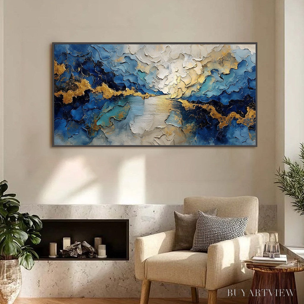 ARTOVITAS Celestial Shore – Heavily Textured Abstract Seascape Painting - image 2