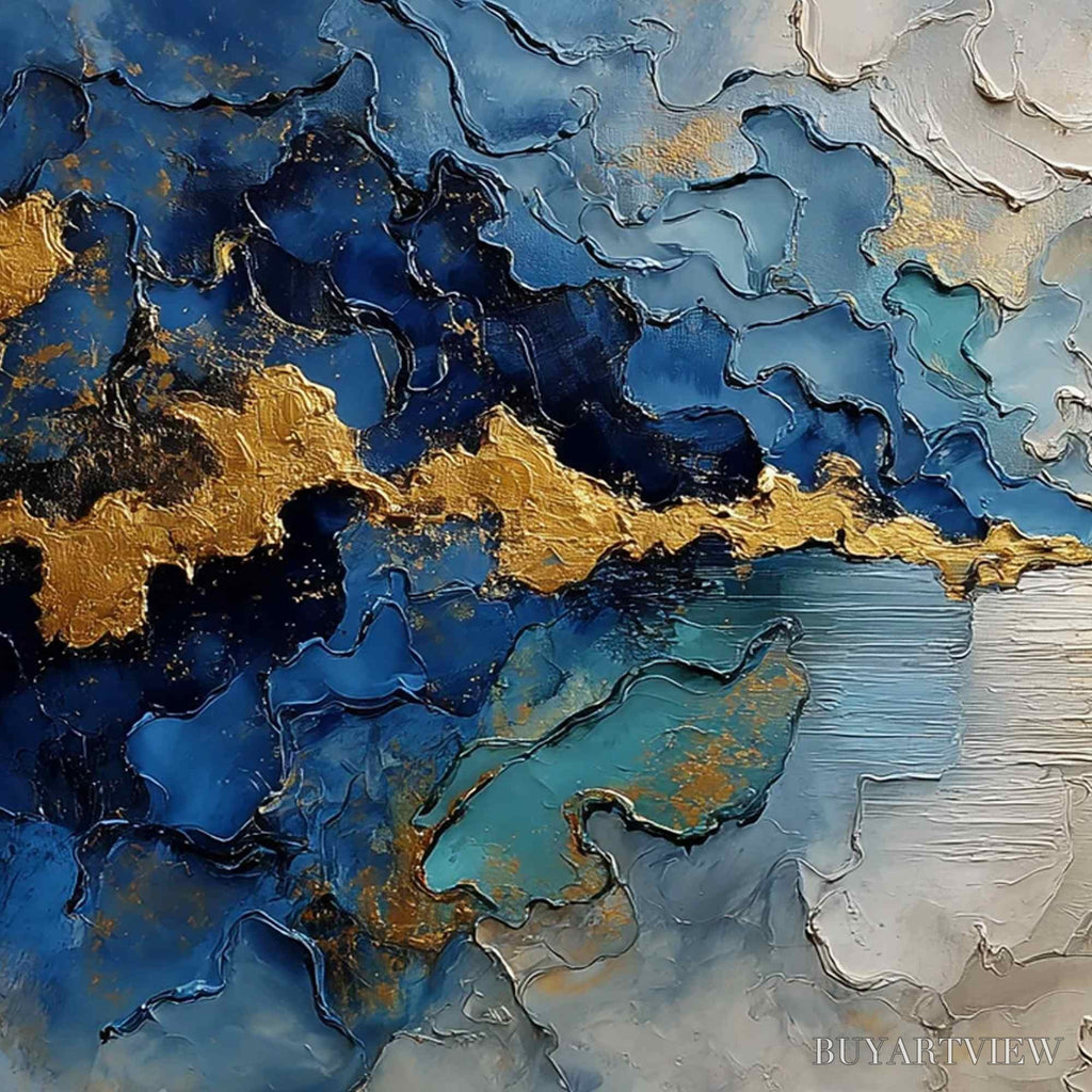 ARTOVITAS Celestial Shore – Heavily Textured Abstract Seascape Painting - image 3