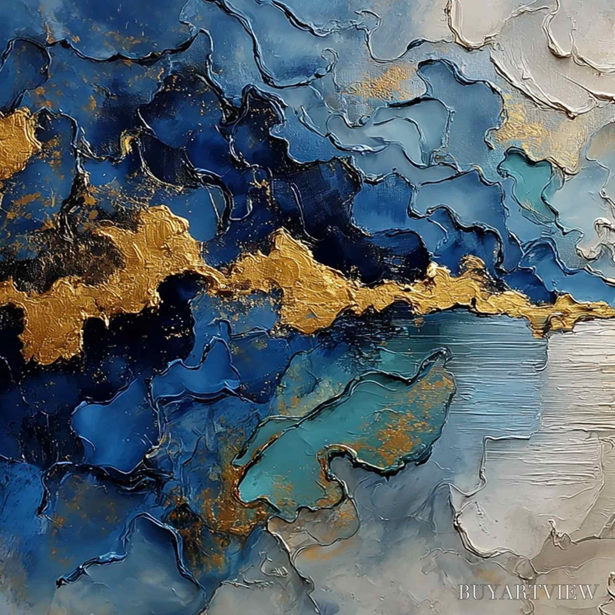 ARTOVITAS Celestial Shore – Heavily Textured Abstract Seascape Painting - image 3