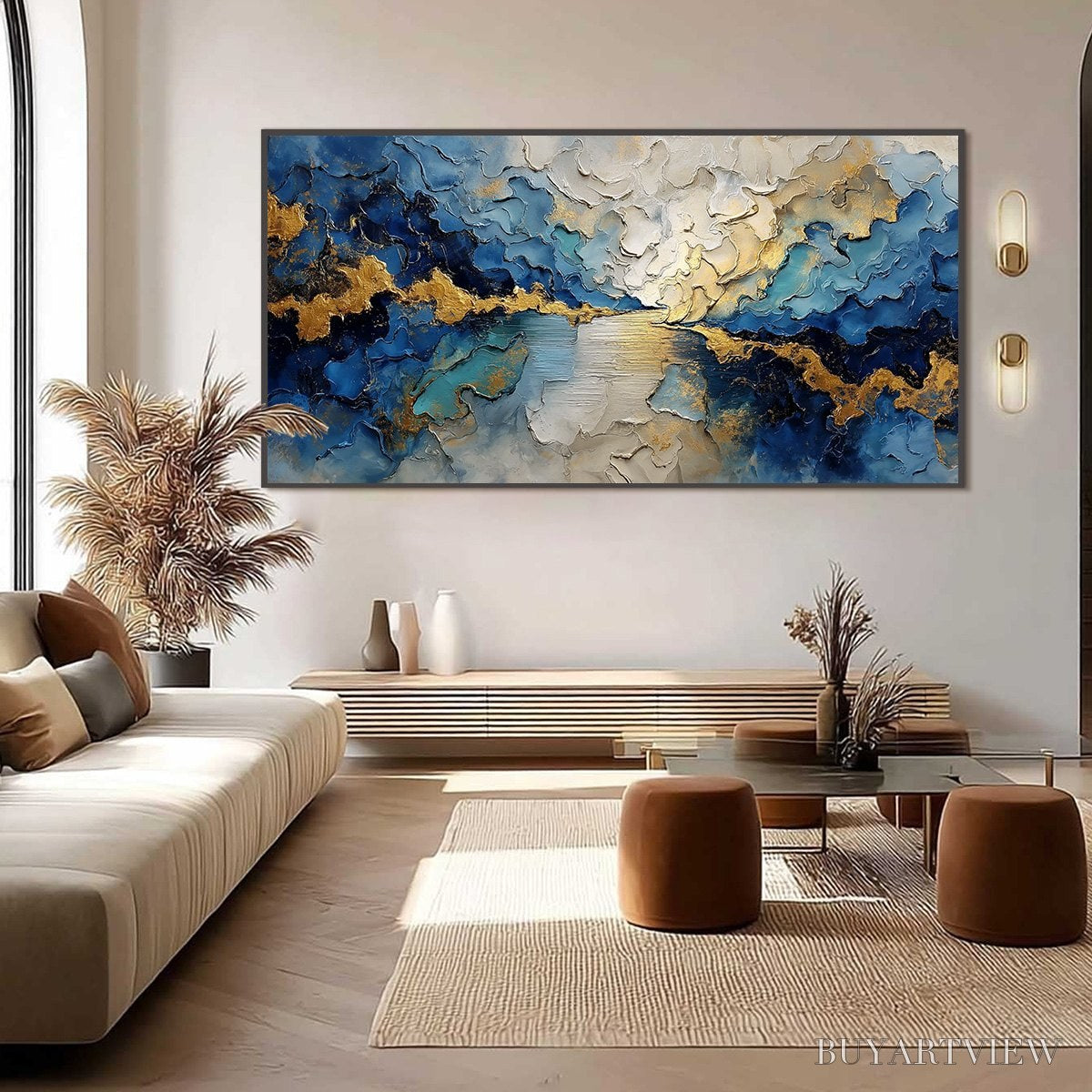 ARTOVITAS Celestial Shore – Heavily Textured Abstract Seascape Painting - image 6