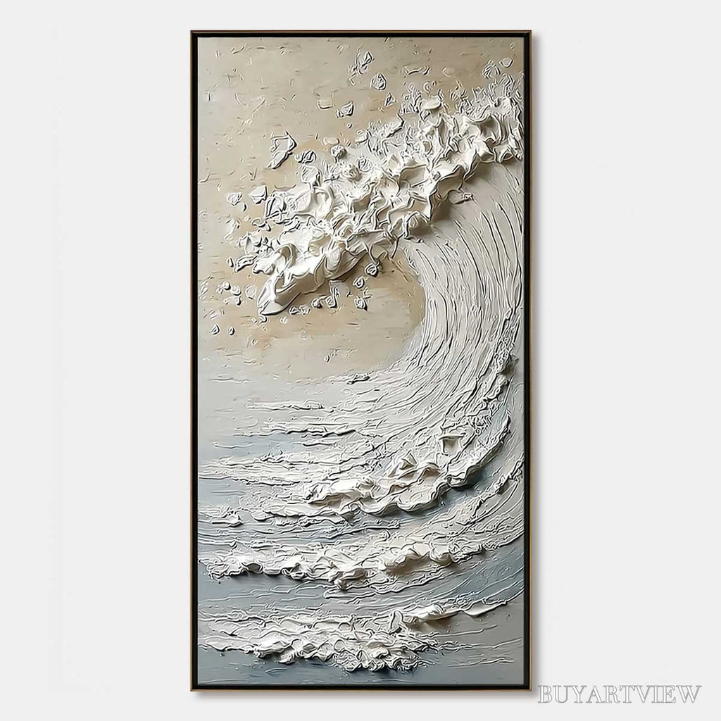 ARTOVITAS Tidal Serenity – Textured Wabi Sabi Ocean Wave Painting - image 1