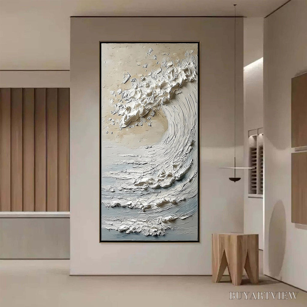 ARTOVITAS Tidal Serenity – Textured Wabi Sabi Ocean Wave Painting - image 4