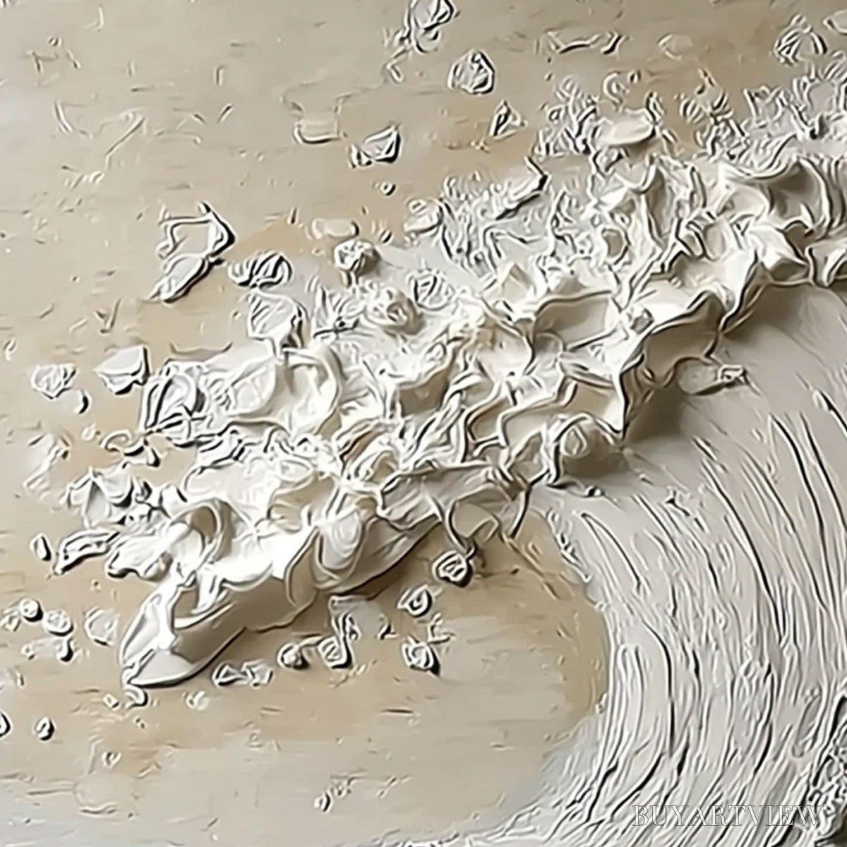 ARTOVITAS Tidal Serenity – Textured Wabi Sabi Ocean Wave Painting - image 5