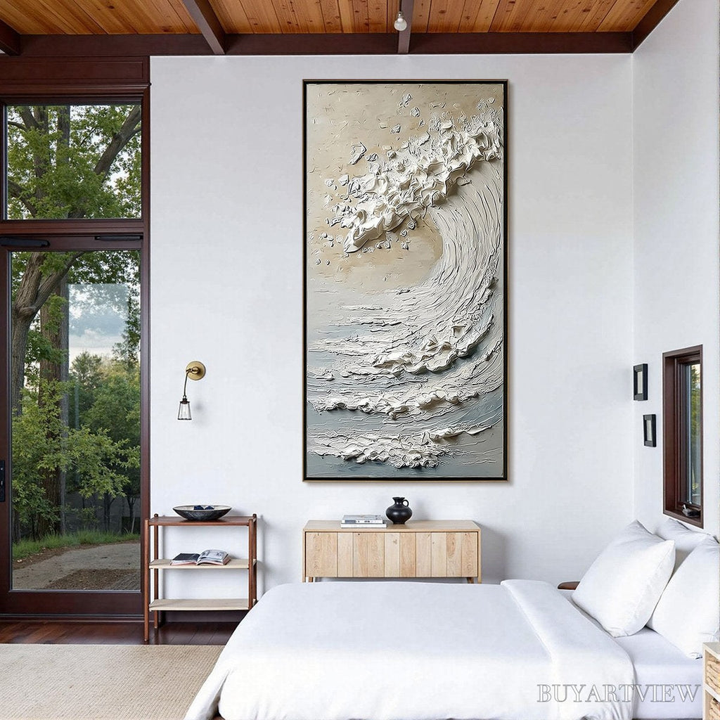 ARTOVITAS Tidal Serenity – Textured Wabi Sabi Ocean Wave Painting - image 6