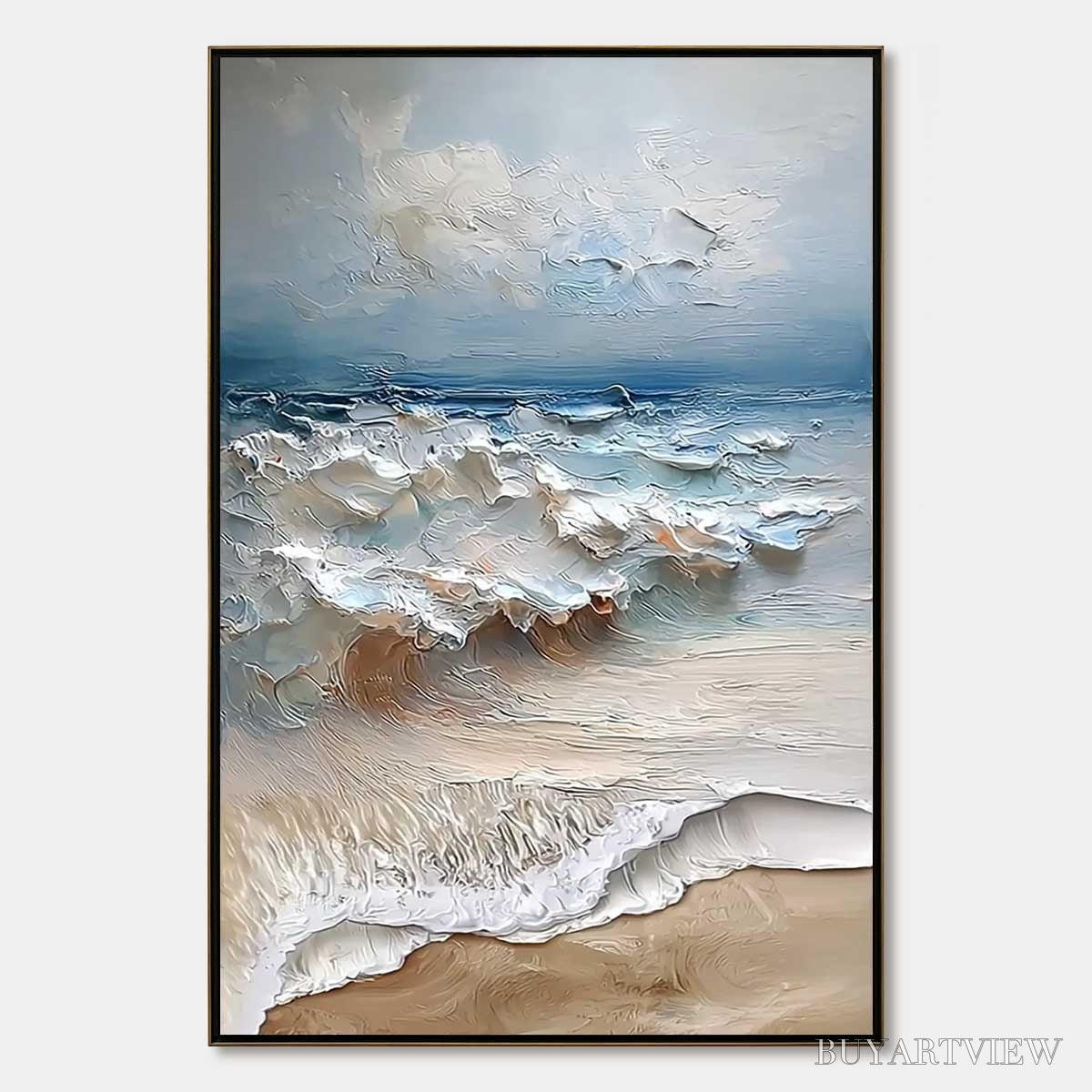 ARTOVITAS Coastal Embrace – Textured Impasto Seascape Oil Painting - image 1