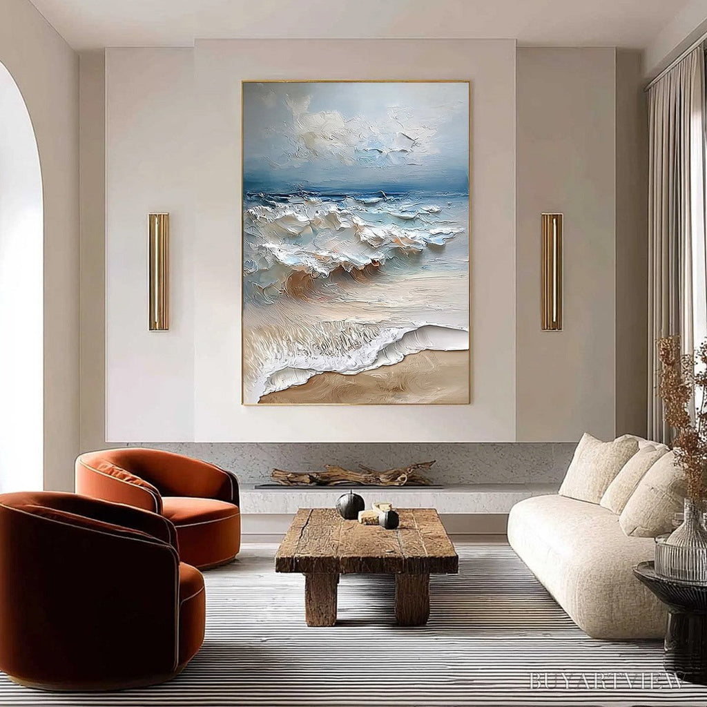 ARTOVITAS Coastal Embrace – Textured Impasto Seascape Oil Painting - image 2
