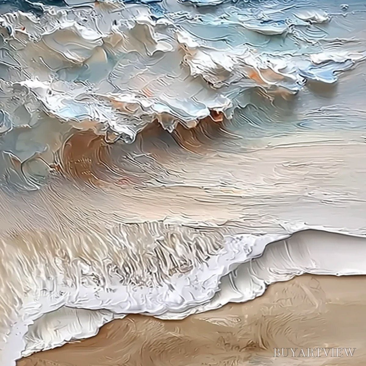 ARTOVITAS Coastal Embrace – Textured Impasto Seascape Oil Painting - image 3