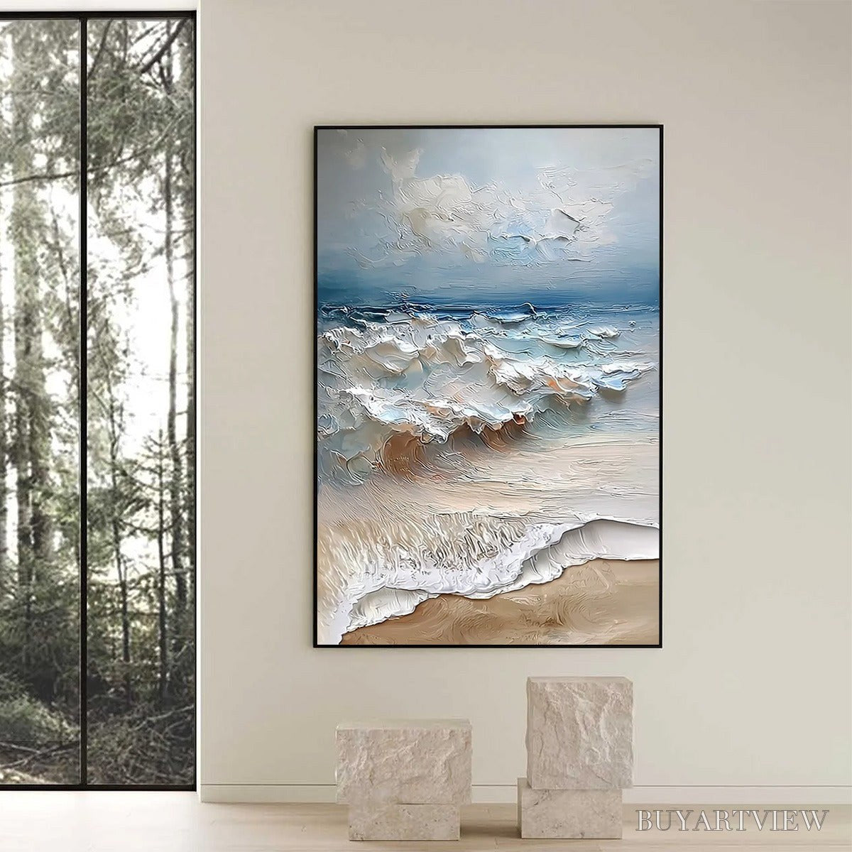 ARTOVITAS Coastal Embrace – Textured Impasto Seascape Oil Painting - image 6