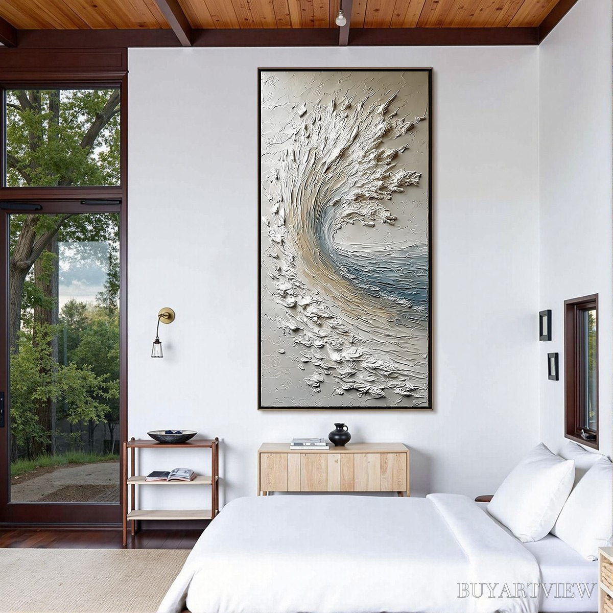ARTOVITAS Aegean Crest – Vertical Textured Impasto Ocean Wave Painting - image 6