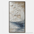 ARTOVITAS Ocean'S Embrace – Vertical Textured Wabi Sabi Seascape Oil Painting - image 1