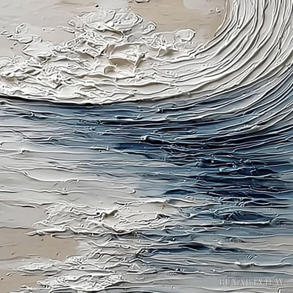 ARTOVITAS Ocean'S Embrace – Vertical Textured Wabi Sabi Seascape Oil Painting - image 3