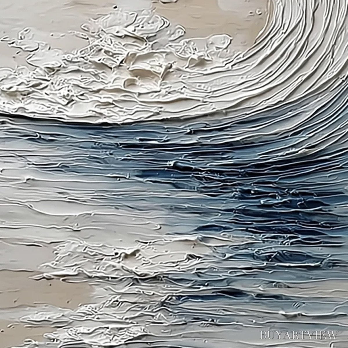 ARTOVITAS Ocean'S Embrace – Vertical Textured Wabi Sabi Seascape Oil Painting - image 3