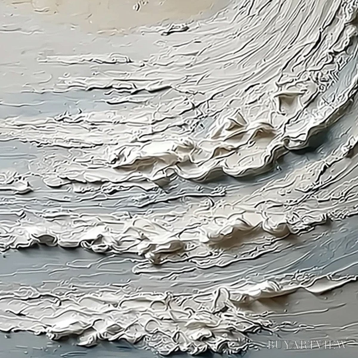 ARTOVITAS Ocean'S Embrace – Vertical Textured Wabi Sabi Seascape Oil Painting - image 5
