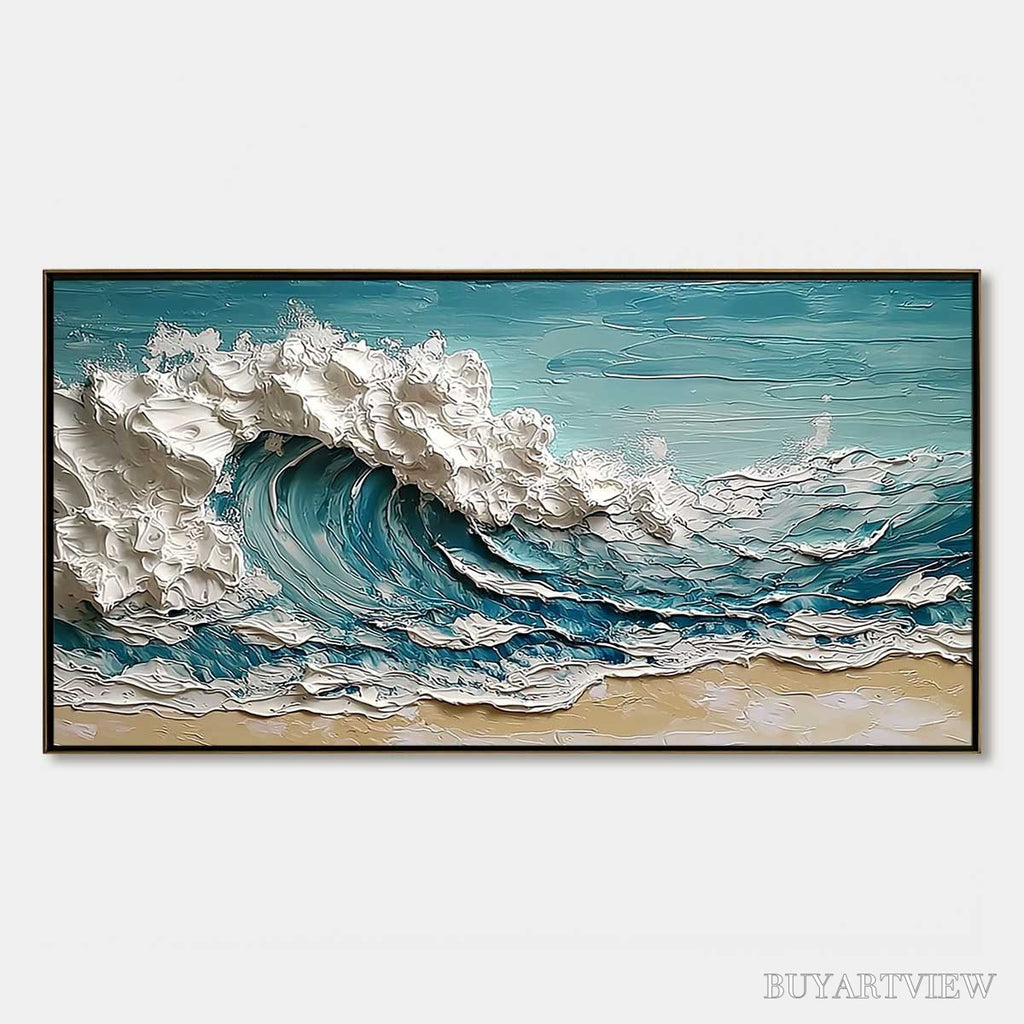 ARTOVITAS Ocean'S Embrace – Textured Impasto Ocean Wave Painting on Canvas - image 1