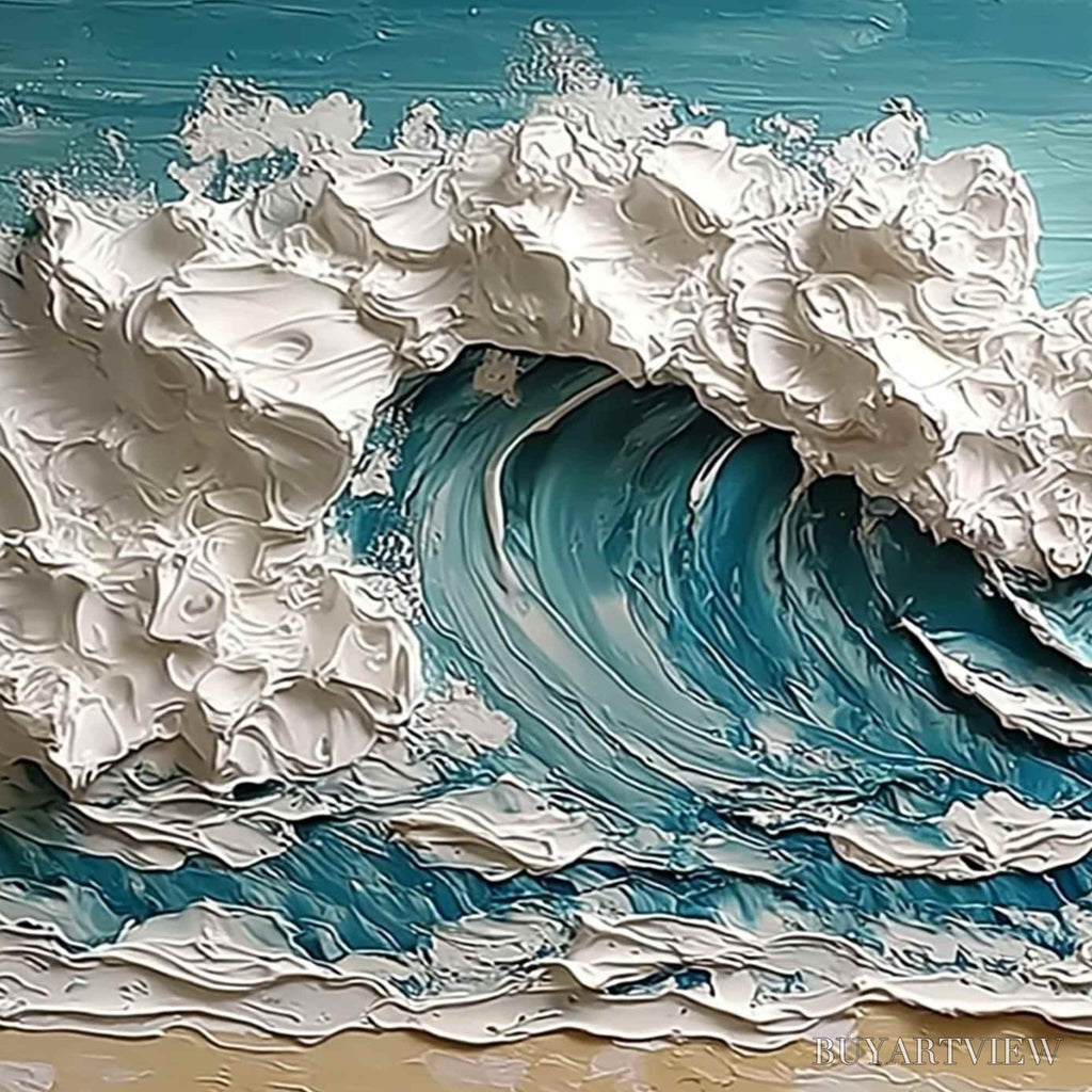 ARTOVITAS Ocean'S Embrace – Textured Impasto Ocean Wave Painting on Canvas - image 3
