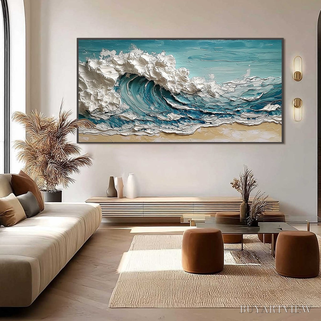 ARTOVITAS Ocean'S Embrace – Textured Impasto Ocean Wave Painting on Canvas - image 6