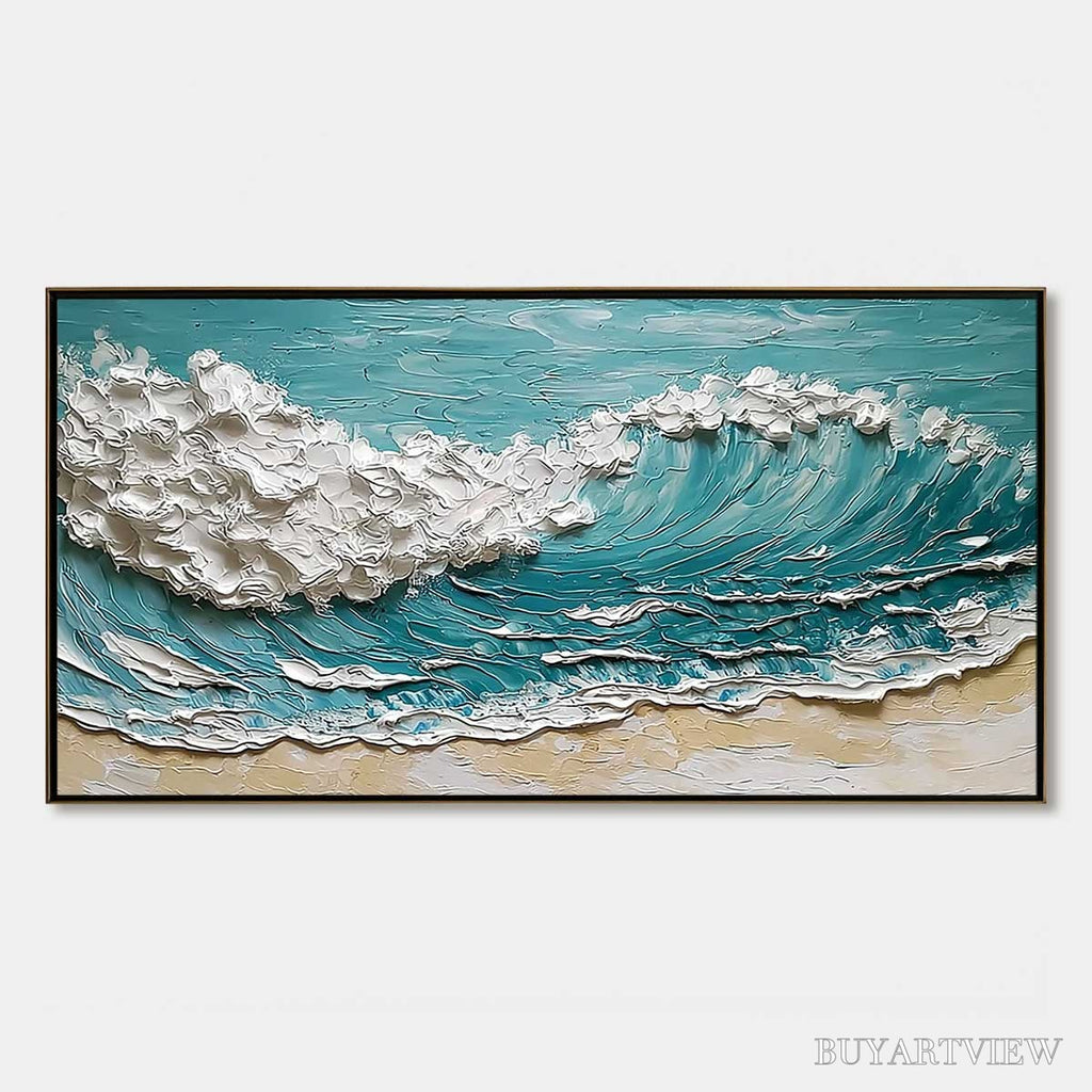ARTOVITAS Ocean'S Embrace – Textured Impasto Ocean Wave Painting for Coastal Decor - image 1