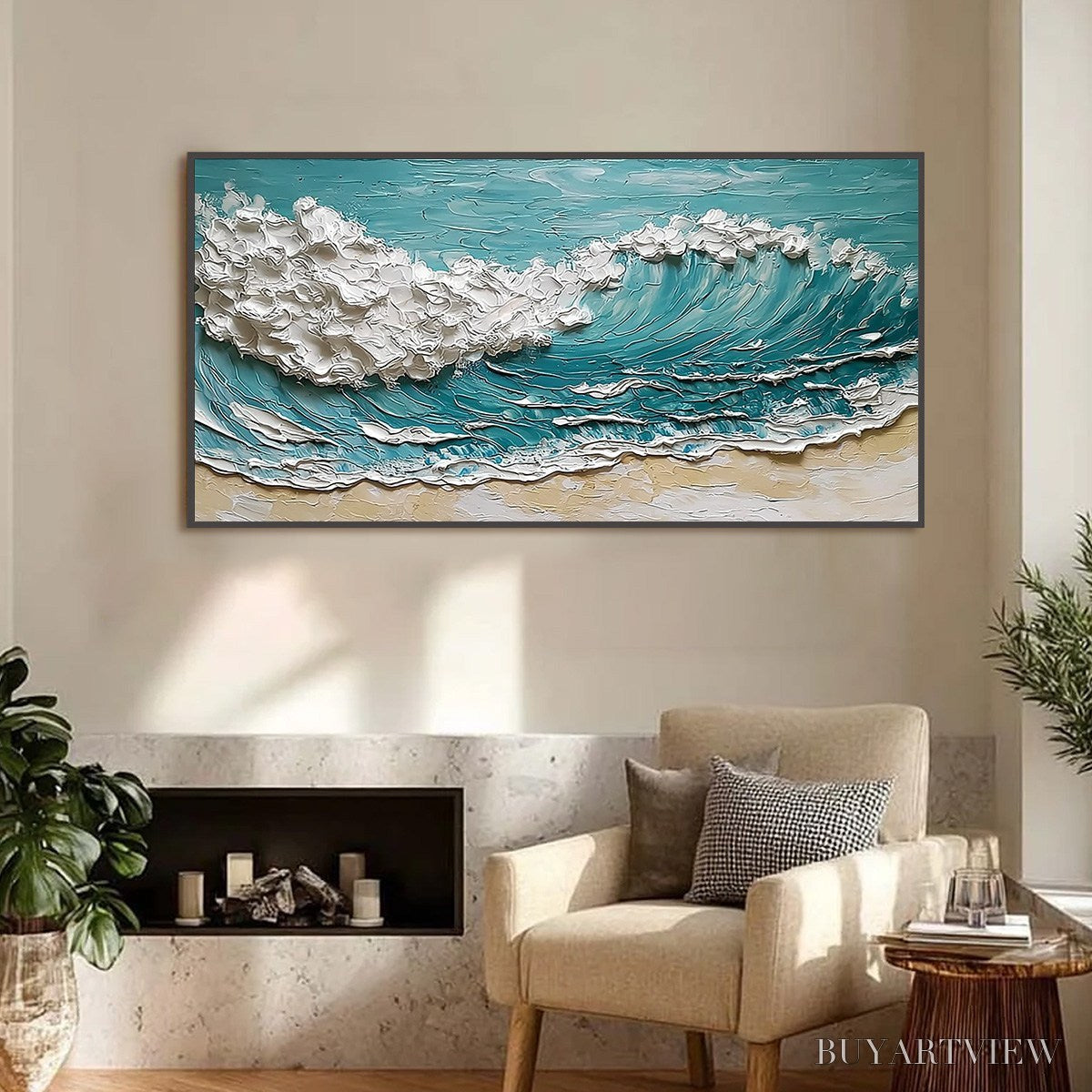 ARTOVITAS Ocean'S Embrace – Textured Impasto Ocean Wave Painting for Coastal Decor - image 2