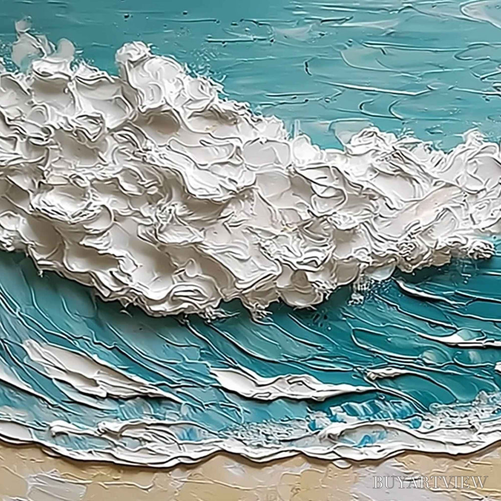 ARTOVITAS Ocean'S Embrace – Textured Impasto Ocean Wave Painting for Coastal Decor - image 3