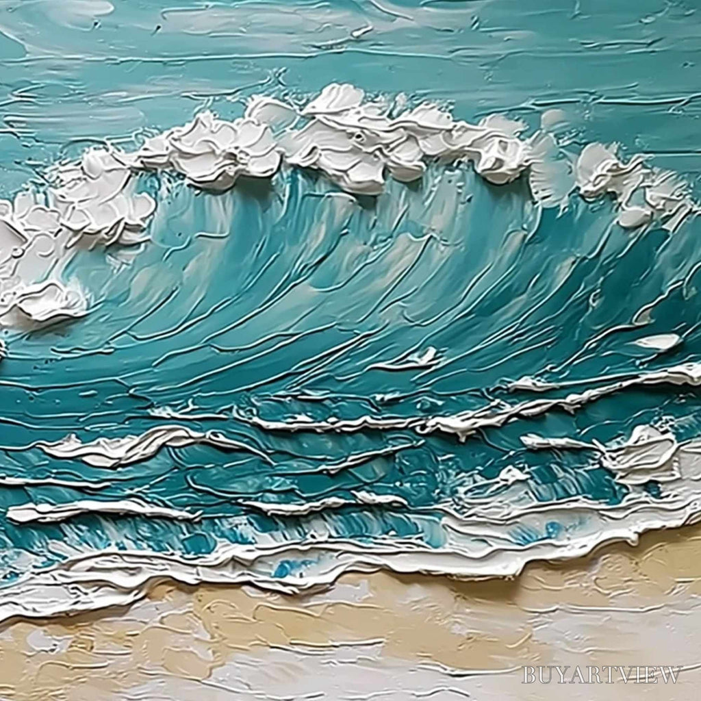 ARTOVITAS Ocean'S Embrace – Textured Impasto Ocean Wave Painting for Coastal Decor - image 5