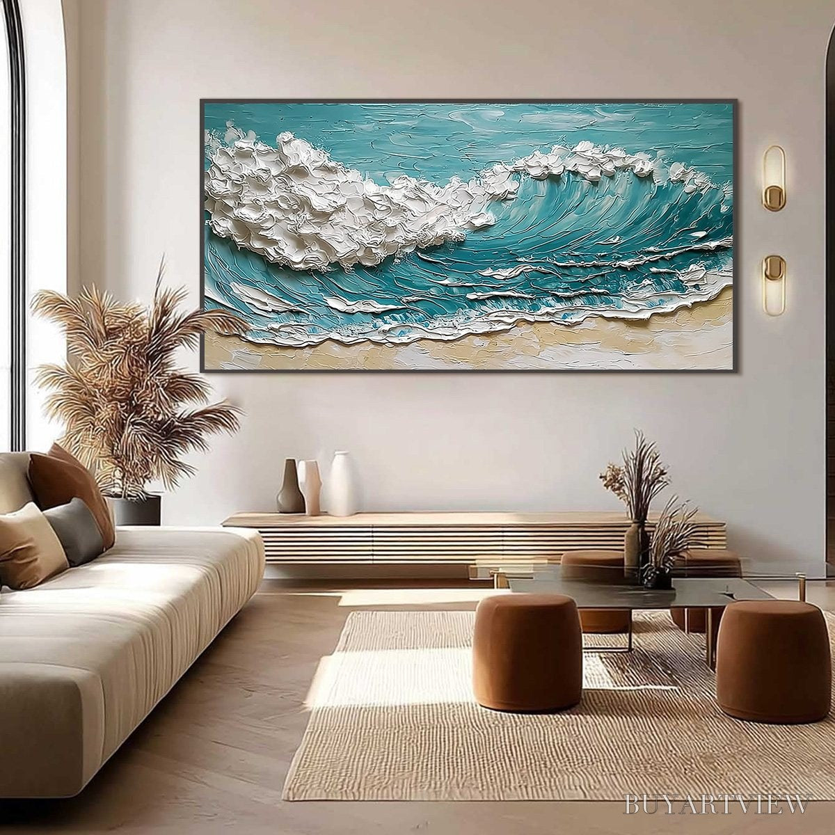 ARTOVITAS Ocean'S Embrace – Textured Impasto Ocean Wave Painting for Coastal Decor - image 6