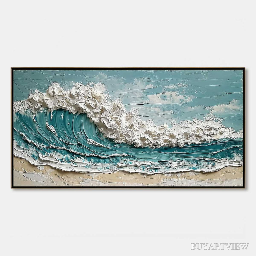 ARTOVITAS Tidal Crest – Textured Impasto Ocean Wave Painting - image 1