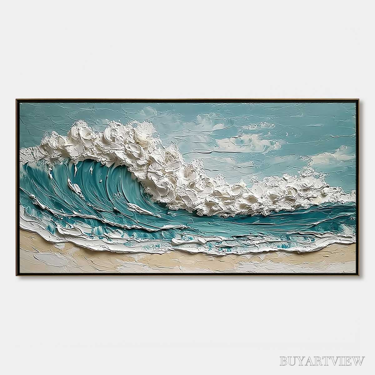 ARTOVITAS Tidal Crest – Textured Impasto Ocean Wave Painting - image 1